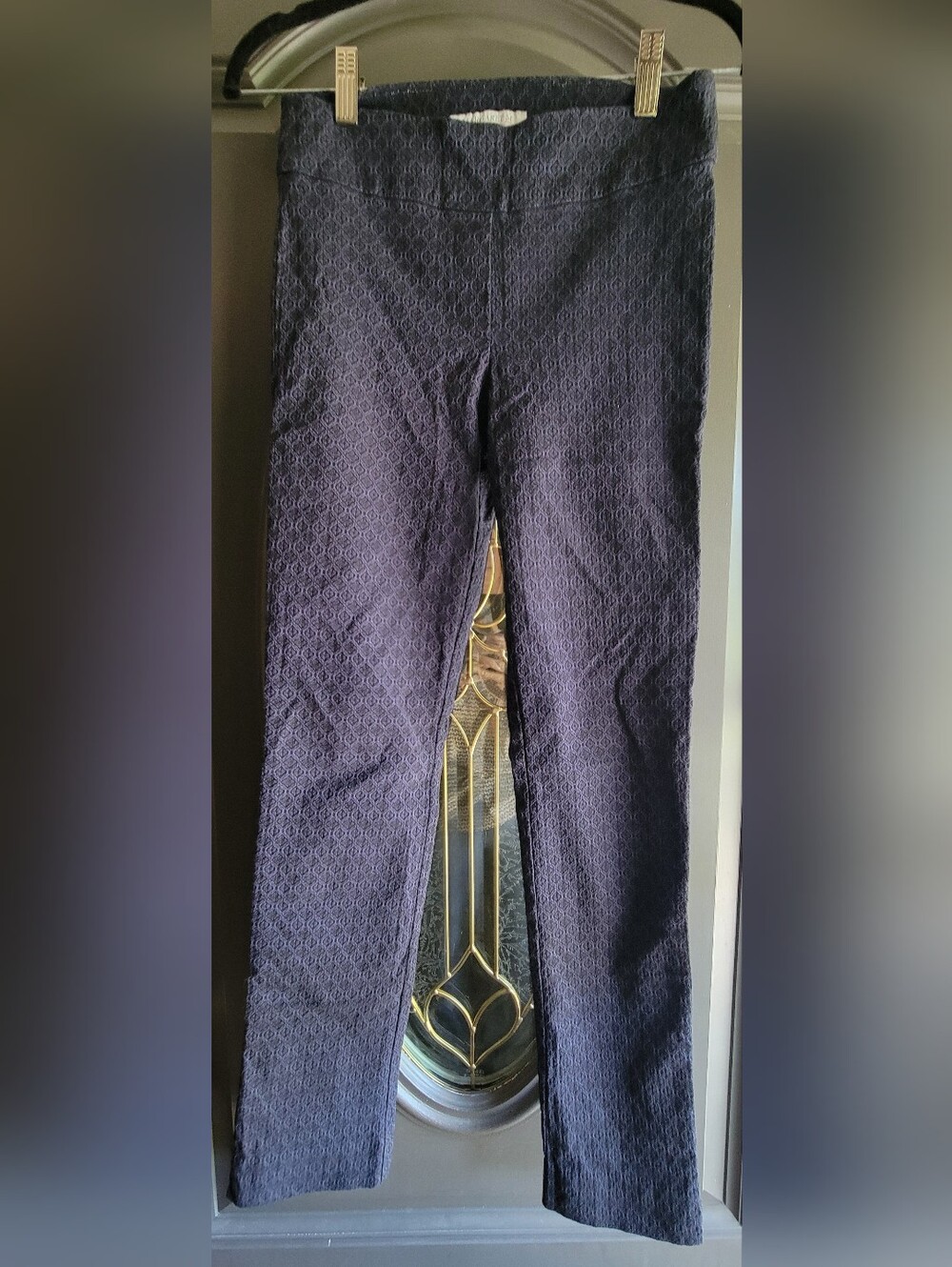 Margaret M Navy Skinny Patterned Women's Pants size small.